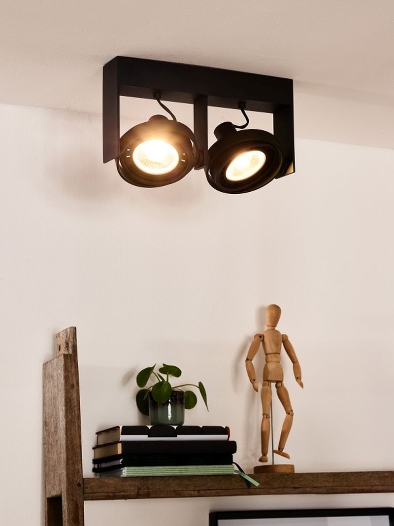 Lucide GRIFFON - Stropné bodové svietidlo - LED Dim to warm - GU10 - 2x12W 2200K/3000K - Black